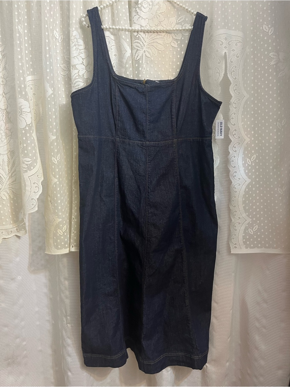 Dark Blue Denim Sleeveless Tank Maxi Dress